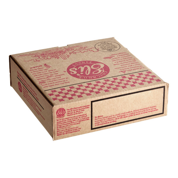 A cardboard box containing Eli's Cheesecake 10-inch pre-cut Key Lime Pie Cheesecake.