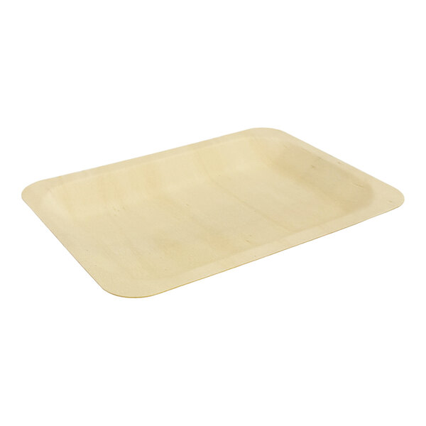A rectangular birch wood plate with slightly raised edges.
