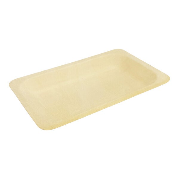 A rectangular birch wood plate with slightly raised edges.