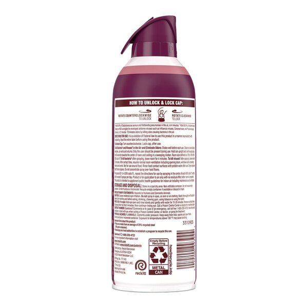 A 10 oz. can of Lysol Light Breeze Scent Air Sanitizer Spray with a purple cap and detailed instructions on the back label.