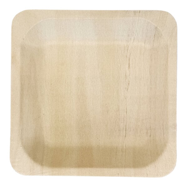 A square plate made from alpine birch wood.