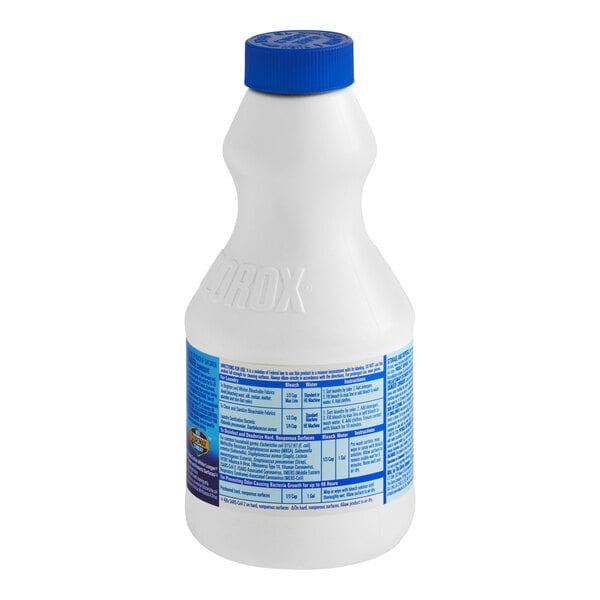 A white plastic bottle of CloroxPro concentrated disinfecting bleach with a blue cap and label.