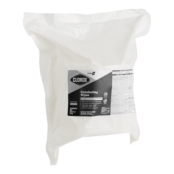 A large refill bag of CloroxPro Clorox disinfecting wipes with a fresh scent.