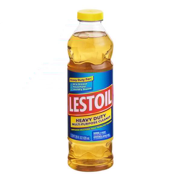 A 28 oz. bottle of Lestoil heavy-duty multi-purpose cleaner with a yellow cap and blue label.