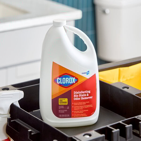 A 1-gallon container of CloroxPro Clorox Disinfecting Bio Stain and Odor Remover.