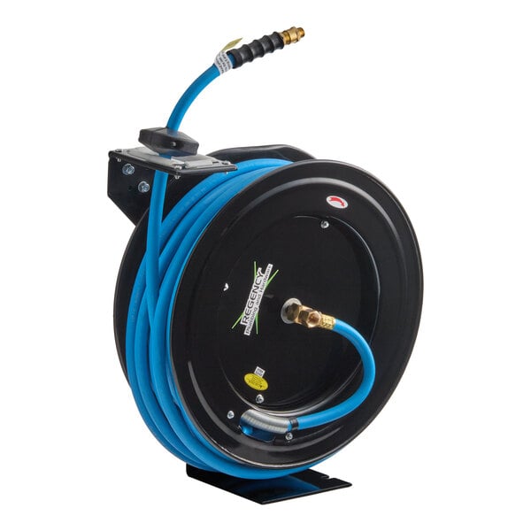 Regency Open Powder-Coated Steel Air / Water Hose Reel with 100' x 1/2" Hose