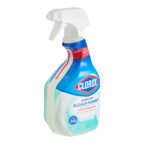 A 30 oz. spray bottle of Clorox Ocean Mist Scent Foaming Bleach Bathroom Cleaner.