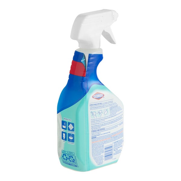 A 30 oz. spray bottle of Clorox Ocean Mist Scent Foaming Bleach Bathroom Cleaner.