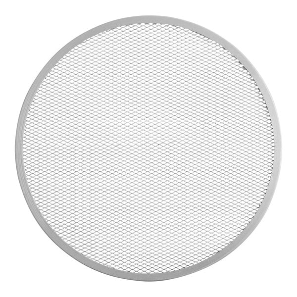 An American Metalcraft 16" heavy duty expanded aluminum pizza screen with a mesh surface.