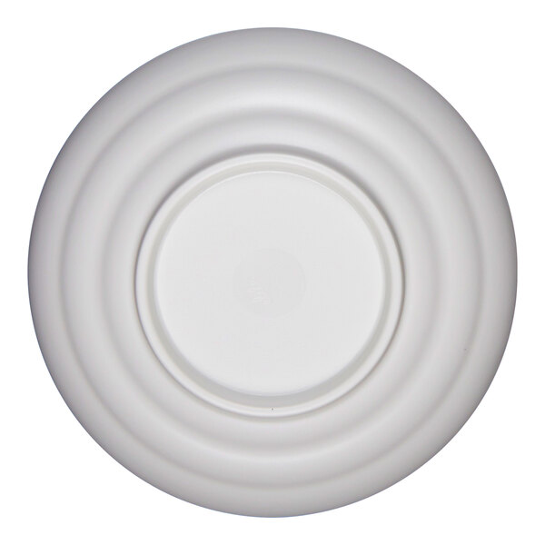 A light blue coupe bowl with a 36 oz. capacity, shown from the bottom.