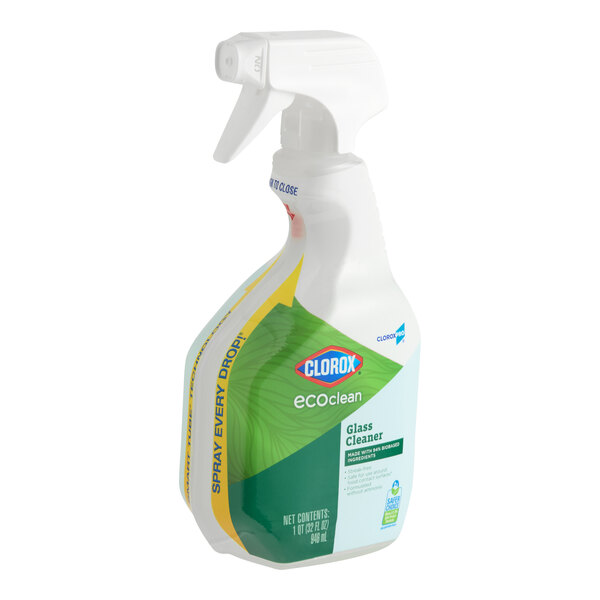 A spray bottle of Clorox EcoClean glass cleaner.
