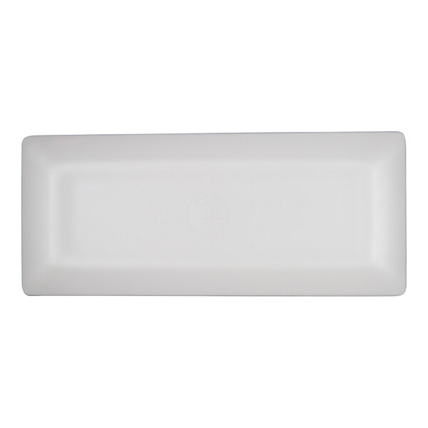 A rectangular light blue melamine platter.
