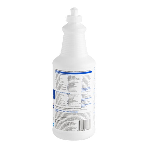 A 32 oz. bottle of Clorox Healthcare bleach germicidal cleaner.