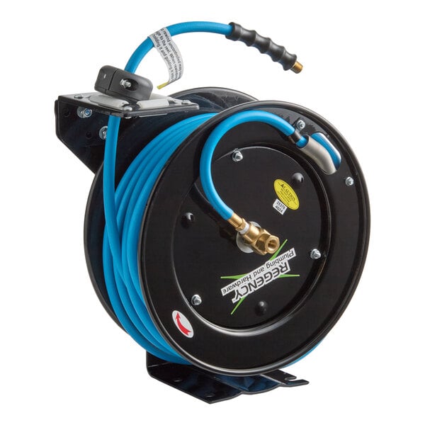Regency Open Powder-Coated Steel Air Hose Reel with 50' x 1/4" Hose