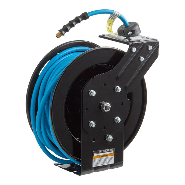 Regency Open Powder-Coated Steel Air Hose Reel with 50' x 1/4" Hose
