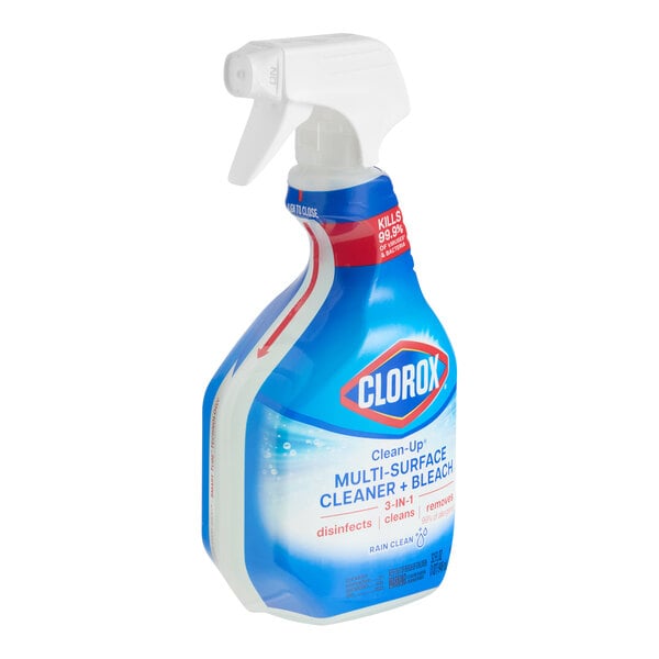 A 32 oz. spray bottle of Clorox Clean-Up multi-surface cleaner with bleach in Rain Clean scent.