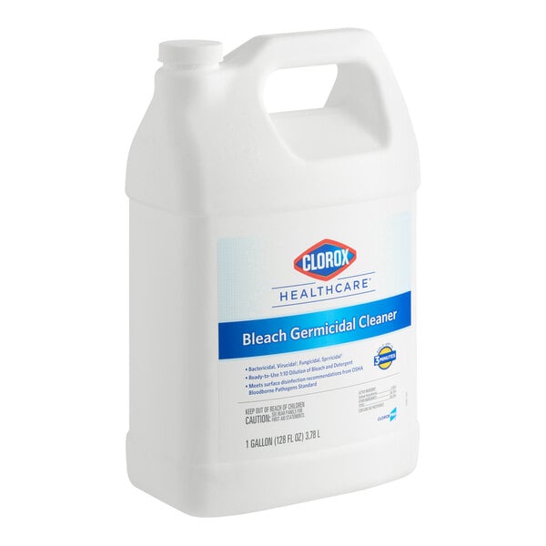 A 1-gallon container of Clorox Healthcare Bleach Germicidal Cleaner.