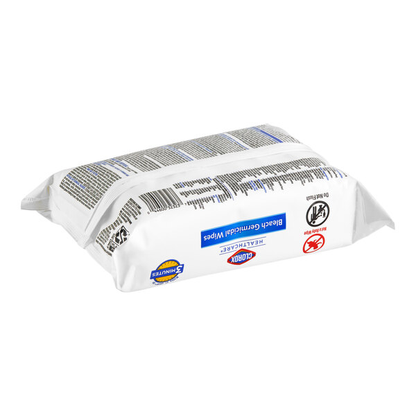 A package of Clorox Healthcare bleach germicidal wipes.