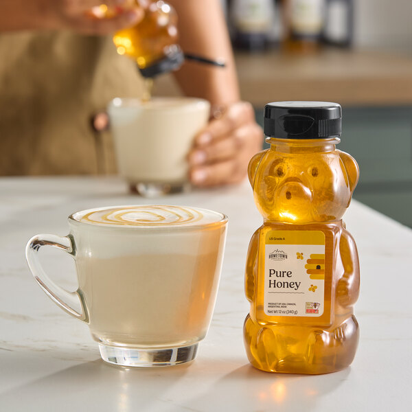 Hometown Provisions Pure Honey Bear Squeeze Bottle 12 oz. - 12/Case