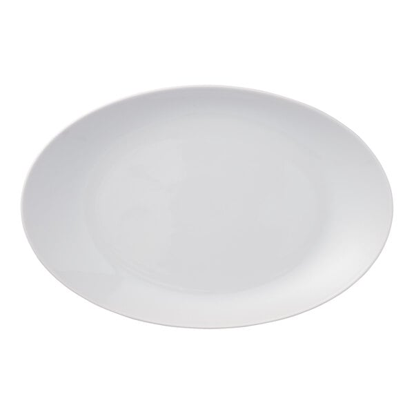 A white porcelain oval platter.