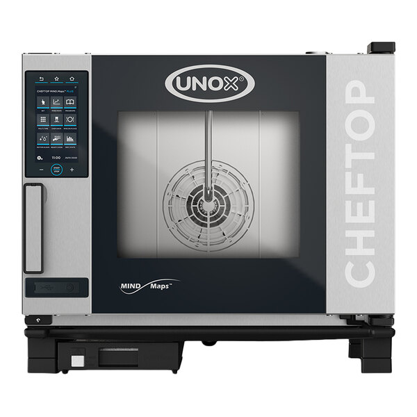 Unox XAVC-0511-GPLM CHEFTOP MIND.Maps COUNTERTOP PLUS Natural Gas 5 Pan Half Size Combi Oven with Left-Hinged Door - 51,183 BTU, 120V, 1 Phase