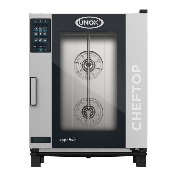 Unox XAVC-1011-GPLM CHEFTOP MIND.Maps COUNTERTOP PLUS Natural Gas 10 Pan Half Size Combi Oven with Left-Hinged Door - 75,067 BTU, 120V, 1 Phase