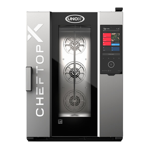 A commercial Unox CHEFTOP-X Digital.ID electric combi oven with a left-hinged door and digital control panel.