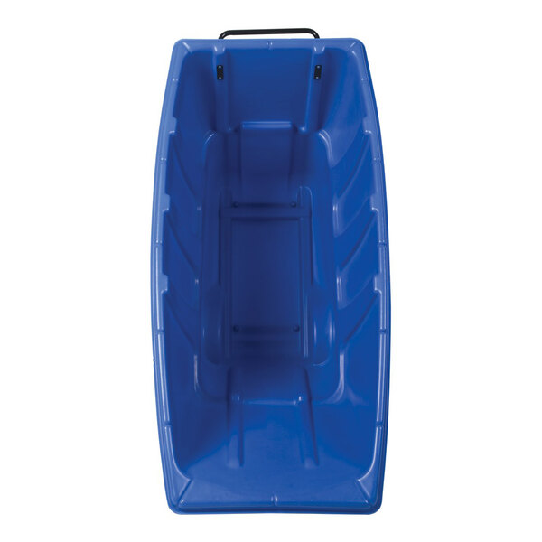 A blue heavy-duty bulk tilt truck with a 1 cubic yard capacity.