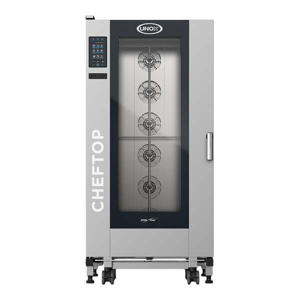 Unox XAVL-2021-NPRS CHEFTOP MIND.Maps BIG PLUS Natural Gas 20 Pan Full Size Mobile Trolley Combi Oven with Right-Hinged Door - 307,093 BTU, 208/240V, 1 Phase