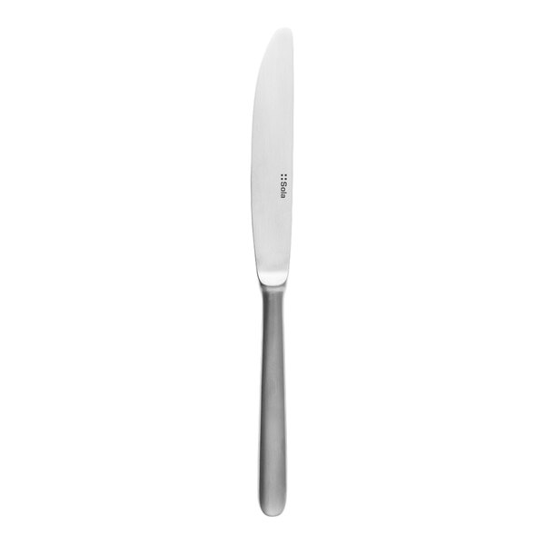 A stainless steel table knife with a satin finish and a simple, modern design.