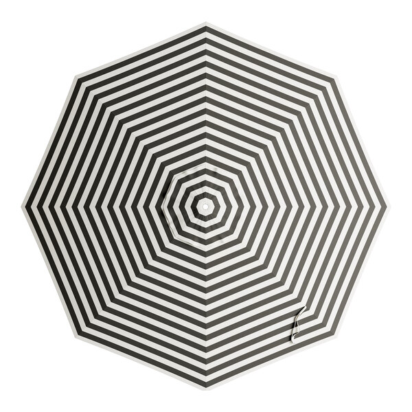 An 11-foot round umbrella canopy with black and white concentric stripe pattern designed for aluminum crank lift umbrellas.