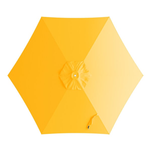 A round sunflower yellow umbrella canopy designed for 9-foot aluminum push lift umbrellas.