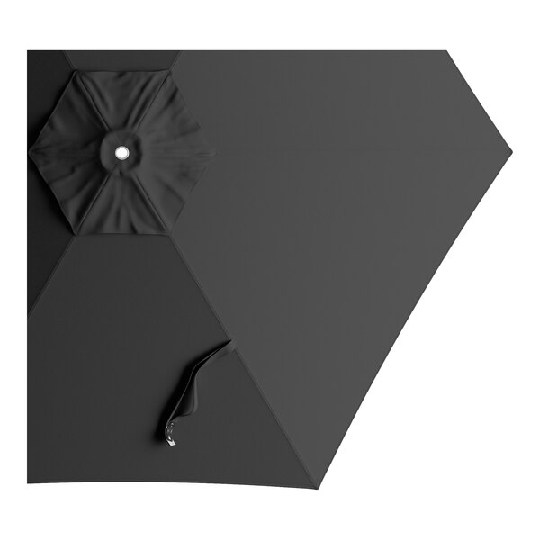 A round raven black umbrella canopy designed for 7 1/2 foot aluminum push lift umbrellas.