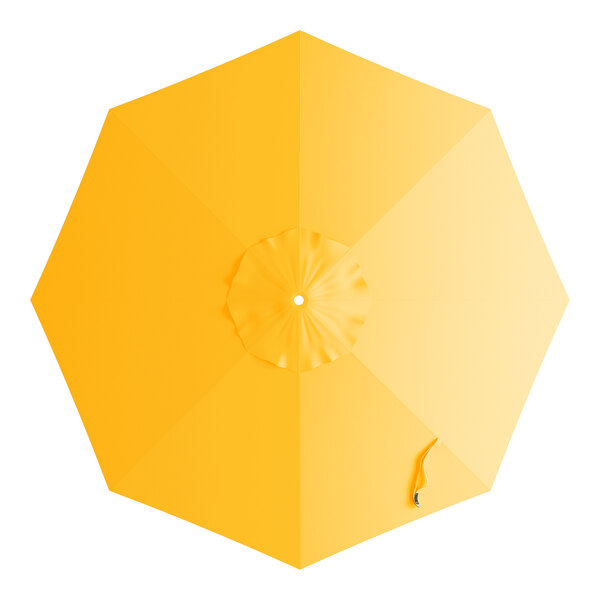 A round sunflower yellow umbrella canopy designed for 9-foot aluminum crank lift auto tilt umbrellas.
