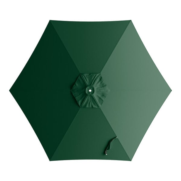 A round forest green umbrella canopy designed for 9-foot aluminum push lift umbrellas.