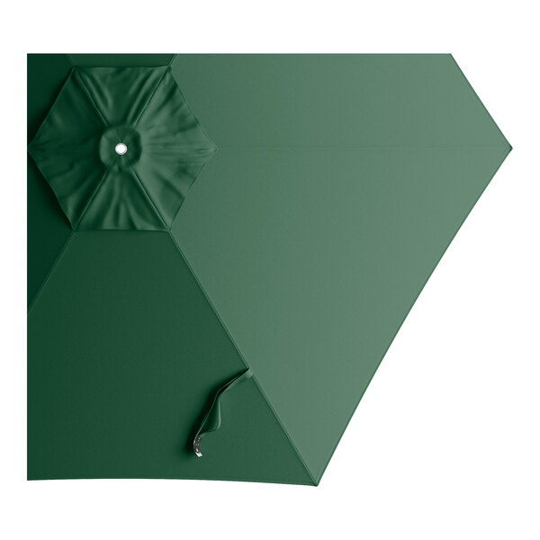 A round forest green umbrella canopy designed for 9-foot aluminum push lift umbrellas.