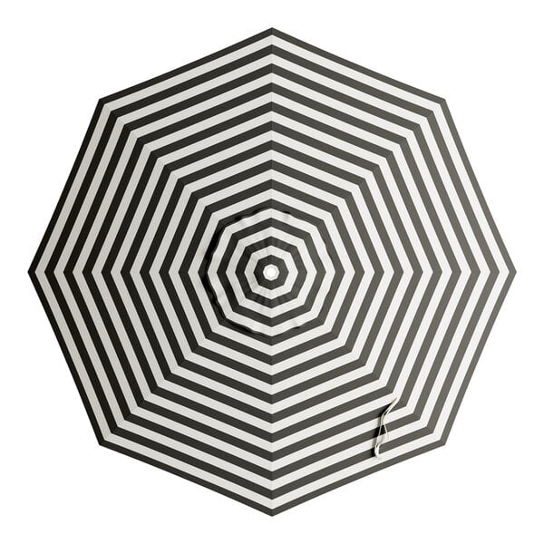A round black and white striped umbrella canopy designed for aluminum crank lift auto tilt umbrellas.