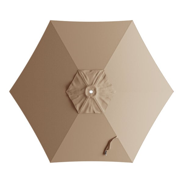 A round, tundra tan umbrella canopy designed for 6-foot aluminum push lift umbrellas.