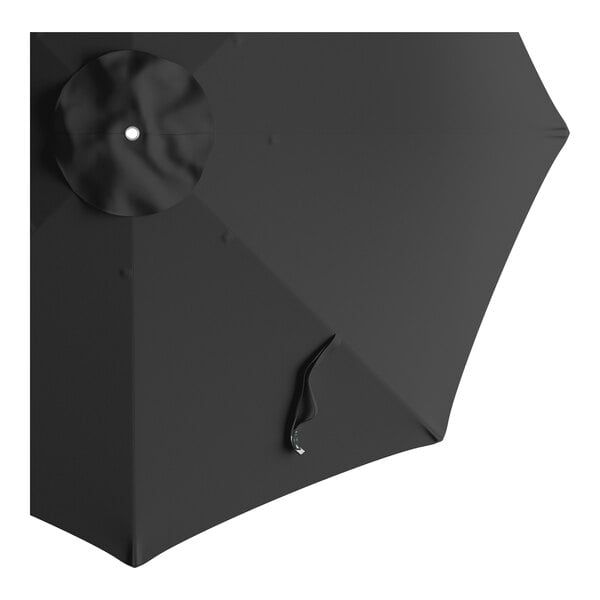 A round coal black umbrella canopy designed for 7 1/2' bamboo pulley lift umbrellas.