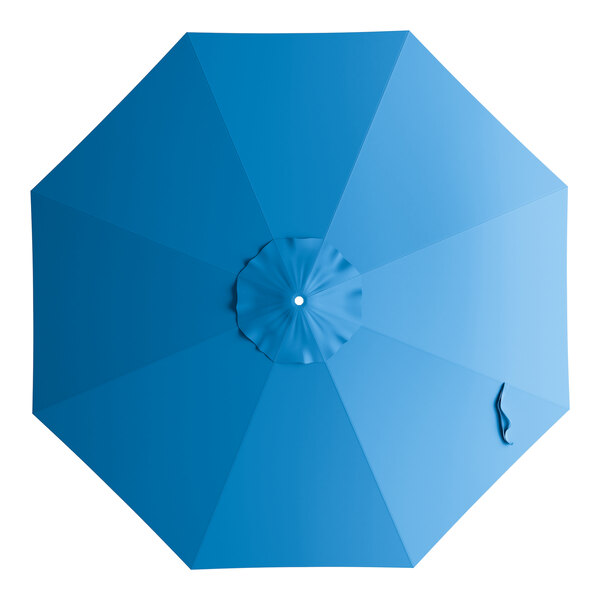 An 11-foot round pacific blue umbrella canopy designed for steel push lift umbrellas.