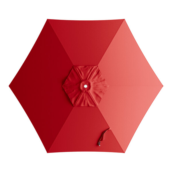 A round carnation red umbrella canopy designed for 6-foot aluminum push lift umbrellas.