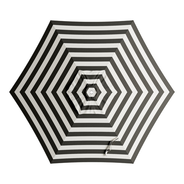 A round black and white striped umbrella canopy designed for aluminum push lift umbrellas.