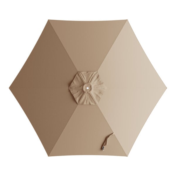 A round tundra tan umbrella canopy designed for 9-foot aluminum push lift umbrellas.