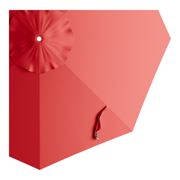 A carnation red round umbrella canopy designed for aluminum crank lift auto tilt umbrellas.