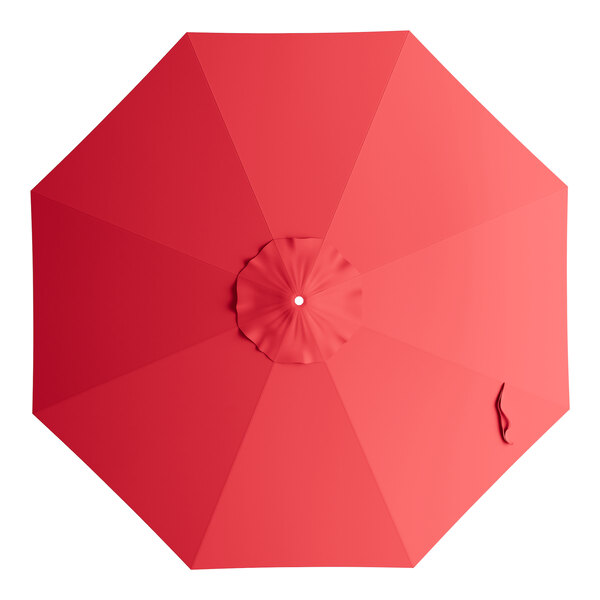 A round poppy red umbrella canopy designed for 11-foot steel push lift umbrellas.