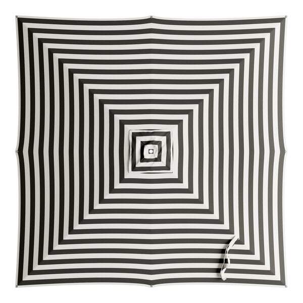 A square black and white striped umbrella canopy designed for aluminum pulley lift umbrellas.