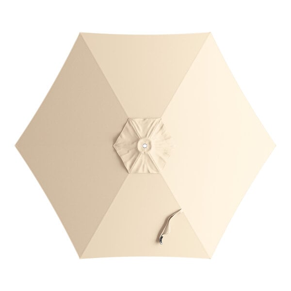 A round sand-colored umbrella canopy designed for 7 1/2 foot aluminum push lift umbrellas.
