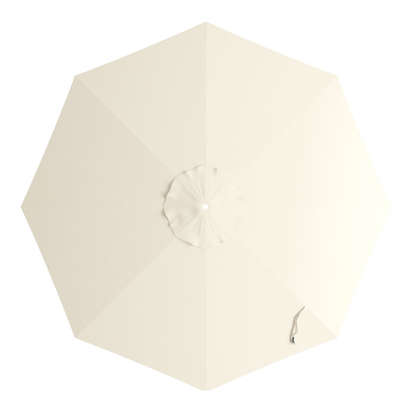 An 11-foot round shell beige umbrella canopy designed for aluminum crank lift umbrellas.