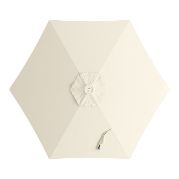 A round shell beige umbrella canopy designed for 7 1/2 foot aluminum push lift umbrellas.