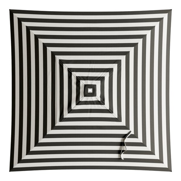A square black and white striped umbrella canopy designed for aluminum push lift umbrellas.